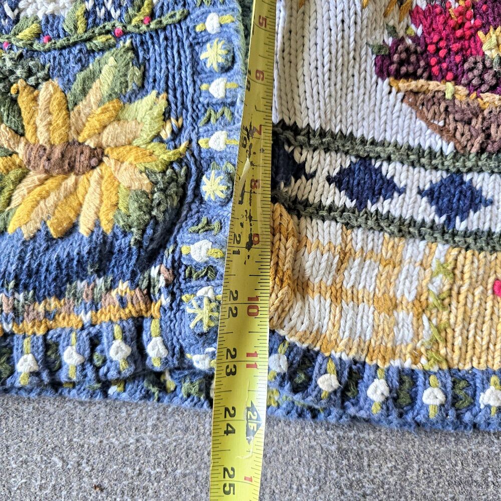 Vintage Tiara Harvest Sweater Patchwork XL Y2K Cottage Granny Core Chunky Knit - Picture 9 of 11